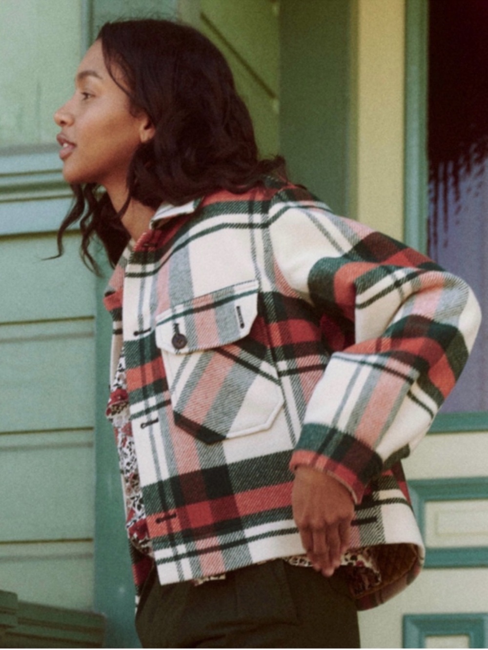New authentic THE GREAT Smith jacket in Great Barrier Plaid 0/XS